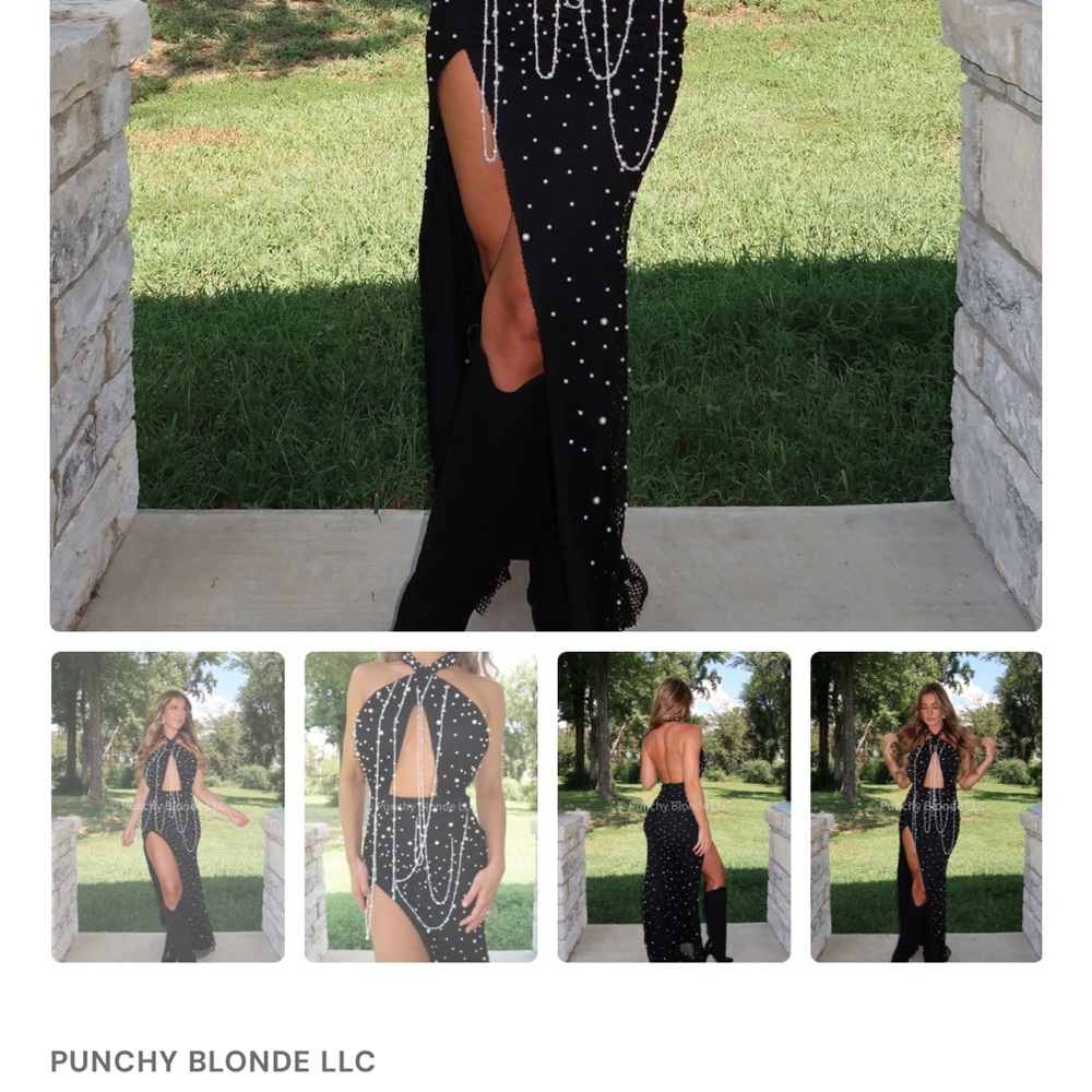 Black Dress with Pearl Accents